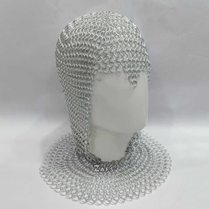 Coif Medieval hecho a mano con capucha de cota de aluminio a Tope Modelo de Metal pulido para Ren Fair disfraz Halloween Renaissance Faire - Product Image 1