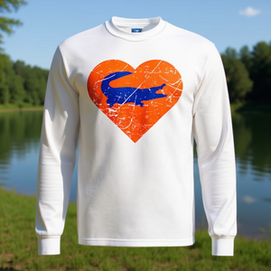 Camiseta de manga larga Gators In Heart para adultos, unisex, cuello redondo, deportes y juegos, serigrafía - Product Image 3