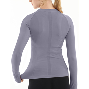 เสื้อโยคะแขนยาวสั่งทำโลโก้ขายส่งสำหรับผู้หญิง ผ้าแห้งเร็ว ระบายอากาศได้ดี ทรงเข้ารูปพิเศษ แอคทีฟแวร์ - Product Image 2
