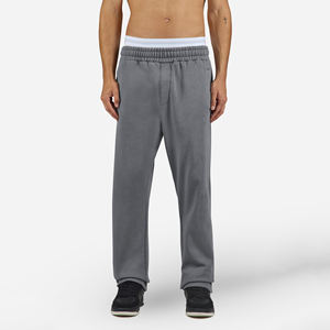 Pantalon de jogging décontracté pour homme, gris, coupe droite, 100% coton, respirant, séchage rapide, fermeture à cordon, léger, pour l'hiver - Product Image 1
