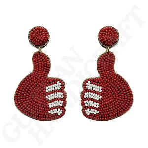 RAVEN Handmade Fabric <b>Backed</b> Beaded <b>Drop</b> Earrings with Glass Seed Beads, Lightweight Statement Jewelry for Game Day, Tailgating - Product Image 2