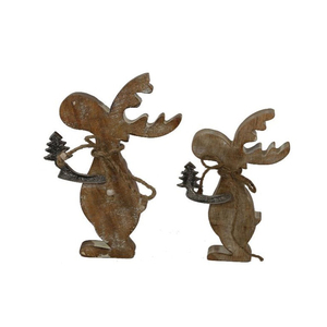 Fabricant et fournisseur indien de cerf en fonte d'aluminium debout sur une base en bois finition noire personnalisée prix de gros - Product Image 5