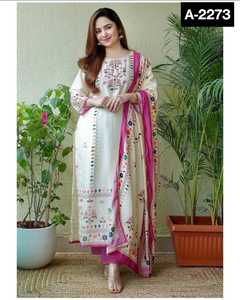 ชุดประจำชาติอินเดีย georgette พร้อมทำ Kurtis มือทำงานและคอ Wid ลำดับเต็มรูปแบบทำงานพิมพ์ดิจิตอลสำหรับผู้หญิงสวมใส่ kurti - Product Image 4