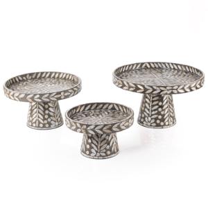 Mère de perle mosaïque incrustation table pièce maîtresse présentoirs MOP gâteau stand dessert piédestal ensemble - Product Image 5