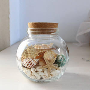 Bouteille en verre décorative de luxe, nouveaux objets de collection, décoration d'intérieur avec des coquillages naturels et du sable - Product Image 5