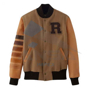 Men's College Letterman Jacket Custom Logo Baseball Design Wholesale Outdoor Streetwear Plus Size Custom Logo Red <b>Canvas</b> Fabric - Product Image 1