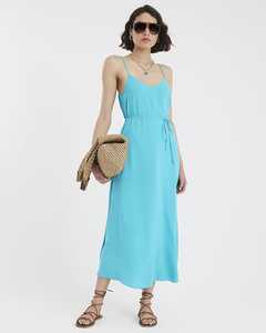 Date Boho solide Maxi robe ample 100% rayonne écologique lâche plage dames pour l'été grande taille décontracté Maxi robe - Product Image 1