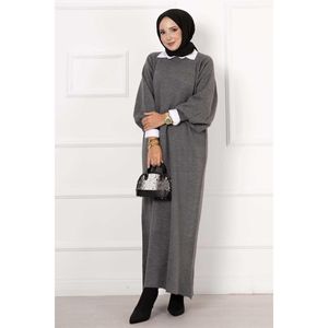 Vestido de punto con mangas de globo Antracita - Product Image 3