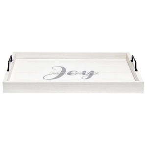 Plateau en bois tendance de couleur blanche élégante avec une forme rectangulaire et un charmant design Mr et Mrs parfait pour les mariages - Product Image 5