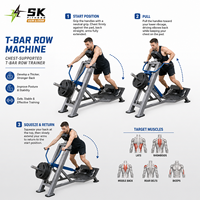 Máquina de remo en T SK Commercial con carga de placas, entrenador de espalda de alta resistencia, equipo de gimnasio para entrenamiento de fuerza en centros de fitness