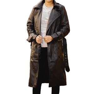 Veste d'hiver pour homme en cuir d'agneau véritable, design long, fermeture éclair, ceinture au dos, poches spacieuses, style urbain - Product Image 4