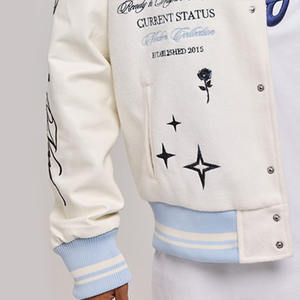 Veste universitaire blanche à motif brodé pour hommes Letterman College Baseball Bomber veste d'hiver Vente en gros sur mesure - Product Image 4