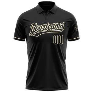 Polo Negro Personalizado con Sublimación y Detalles en Beige, Personalizado con el Nombre del Equipo y el Número del Jugador, Elegante y Cómodo - Product Image 1