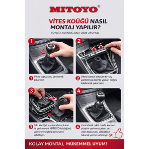 Manchon de levier de vitesse en similicuir noir de haute qualité pour Toyota Avensis 2003-2008, ajustement parfait pour la poignée de levier de vitesse de Yaris - Product Image 2