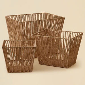 Cesta de almacenamiento de yute de ganchillo con estampado redondo vintage único Artículo decorativo personalizable-VENTA al por mayor - Product Image 3