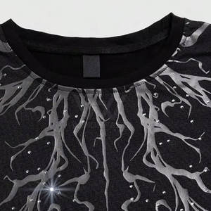 Precio bajo Hombres Rhinestone Camisetas Tamaño adulto Mejor calidad 100% Algodón Loose Fit Impreso Rhinestone Camiseta para hombres - Product Image 2