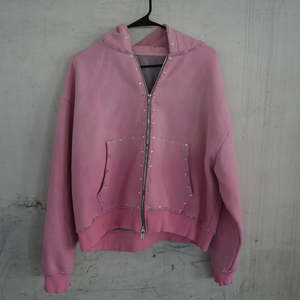 Sudadera con Capucha de Algodón 100% de Peso Pesado con Diseño Nuevo, Lavada Vintage, Personalizada, Desgastada, Decolorada por el Sol, con Cierre para Hombre - Product Image 4