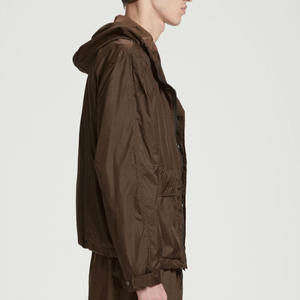 Custom Stitched Lightweight Nylon <b>Zip</b>-up Tracksuit for <b>Men</b> Printed Two-Piece Set Hooded Windbreaker <b>Short</b> Winter Loose Fit - Product Image 5