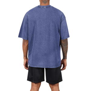 Wholesale Mens Washed Shirts Men's Custom Print Vintage T-Shirt, Oversized <b>Drop</b> Shoulder <b>Acid</b> Wash Tee for Edgy Street Style - Product Image 2