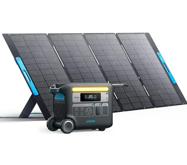 Ankers SOLIX F2000 태양열 발전기, LiFePO4 배터리가 장착된 2048Wh 휴대용 발전소 1x400W 태양 전지판 GaNPrime 기술