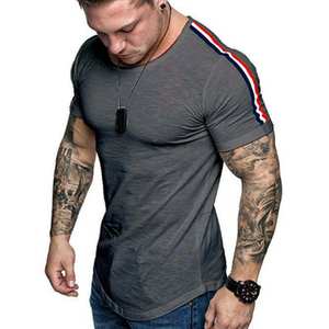 Impression personnalisée de haute qualité Design personnalisé hommes T-Shirts marque mince coton Fitness Musculation hommes Gym t-shirt - Product Image 6