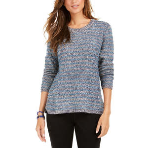 Maglione a Righe Blu Navy XX-Large da Donna Style & Co, Top Casual Coreano Traspirante, Maglia Larga Stampata per la Stagione Autunno-Inverno - Product Image 1