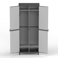 Casier pliable multifonction Mongardi gris, unité de rangement intérieure/extérieure, serrure de sécurité, design PVC/PP, L68xW38.5xH171cm, fabriqué en Italie