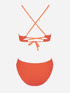 Ensemble bikini pour femme Maillots de bain deux pièces col V taille basse entrecroisés dans le dos bretelles spaghetti auto-nouées - Product Image 5
