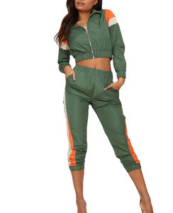 Vente en gros Mode personnalisée Ensemble 2 pièces avec fermeture éclair pour femme Ensemble survêtement survêtement décontracté - Product Image 1