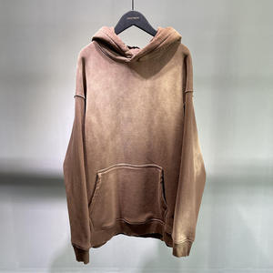 Sudadera con Capucha Vintage Estilo Garment Dyed para Hombre, Talla Grande, 380 g/m², Algodón Grueso, Lavado Desgastado, Sudadera con Capucha Tipo Pullover - Product Image 4