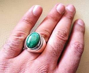 Bague pour homme en argent sterling 925, nouvelle arrivée, pierre précieuse naturelle malachite, cadeau d'anniversaire, Noël, design arabe, bijoux en gros - Product Image 3