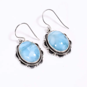 ต่างหู Larimar ขายส่งเครื่องประดับที่ดี925เงินสเตอร์ลิงเครื่องประดับทำเองต่างหูเงินทำด้วยมือของขวัญแบบห้อยสำหรับเธอ - Product Image 3