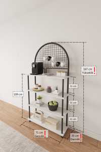 Estante de Cocina con Soporte para Microondas, Organizador para Cafetera y Panel Trasero de Rejilla - Product Image 6