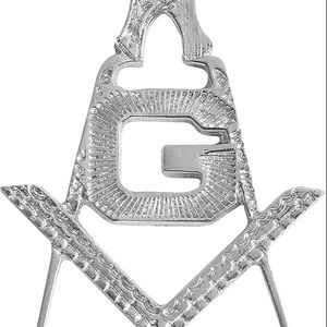 เครื่องประดับปลอกคอมาสเตอร์เมสัน บลูลอดจ์ - รูปสี่เหลี่ยมและเข็มทิศชุบทองพร้อมตัวอักษร G - Product Image 1