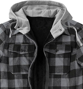 Wholesale Men's Casual Style Flannel <b>Jackets</b> Plaid Cotton Soft Coat with <b>Hood</b> Fleece Lined Breathable <b>Jacket</b> <b>for</b> Man, Man <b>Jacket</b> - Product Image 4