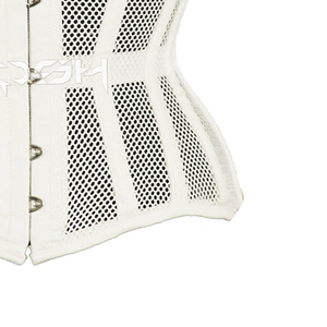 Corset de maintien de la taille en maille de coton noir et blanc bicolore avec baleines en acier - Product Image 6