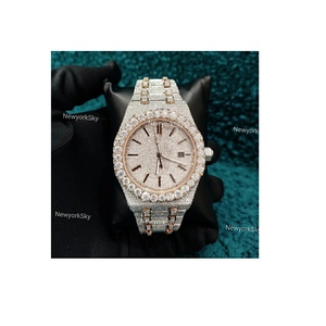 นาฬิกาข้อมือแฟชั่นระบบควอตซ์ประดับเพชรทำด้วยมือรุ่นสแตนเลสสำหรับผู้ชายผู้หญิง - Product Image 1