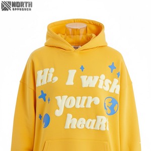 Sudadera con capucha marrón con estampado de letras personalizadas al por mayor 100% algodón sudaderas con capucha pesadas de gran tamaño para hombre Sudadera con capucha con estampado de hojaldre 3D - Product Image 6