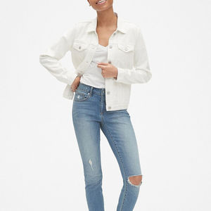 Nueva chaqueta vaquera de manga larga de punto con cremallera para mujer, Color liso, diseño desteñido a la moda, Invierno transpirable de alta calidad - Product Image 4