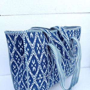 Bolso de mano de algodón acolchado hecho a mano, bolso de viaje de compras con estampado grande, bolso de hombro para mujer, bolso de compras, bolso grande de algodón de viaje - Product Image 1