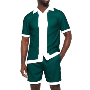 Conjunto Deportivo Personalizado de Alta Calidad, Informal, Transpirable, 100% Algodón, Verano, 2 Piezas, Camiseta y Pantalones Cortos para Hombre HS-2027 - Product Image 1