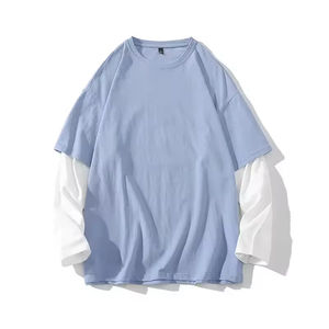 T-shirt à manches doubles délavé à l'acide de haute qualité pour hommes T-shirt tricoté en coton à manches longues de la mode américaine Style Hip Hop - Product Image 4