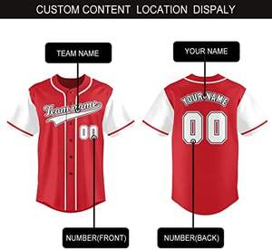 Nueva camiseta de béisbol con botones Unisex, uniforme deportivo rojo, número de nombre personalizado, ropa deportiva personalizable impresa transpirable - Product Image 5