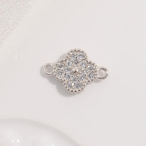 GP จี้ห้อยรูปใบโคลเวอร์สี่แฉก S925เงินสเตอร์ลิง CZ เชื่อมต่อแบบฝังฝังเพชรแบบถาวรเครื่องประดับขายส่ง - Product Image 6