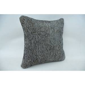 Gray Houndstooth Wool Pillow 16x16 Inch Decorative <b>Cushion</b> Vintage Embroidered Kantha Patchwork Floral & Square Patterns - Product Image 2