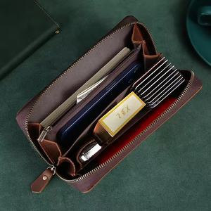 Cartera de Cuero Genuino de Alta Calidad con Logotipo Personalizado Vintage, Bolso de Mano para Teléfono, Cartera Larga, Tarjetero - Product Image 3