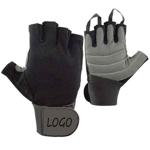 Gym Fitness Half <b>Finger</b> Gloves Polyester Adjustable Wrist <b>Strap</b> Weight Lifting Unisex Black Red Stitching - Product Image 5
