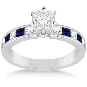 ชุดเครื่องประดับเจ้าสาวทองคำขาว 14k ประดับเพชรและไพลินสีน้ำเงินแบบช่อง 1.30 กะรัต ชุบทองคำชมพู สำหรับงานแต่งงานและงานเลี้ยง - Product Image 1