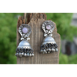 ต่างหูห่วงแบบจุมก้าขนาดใหญ่ ดีไซน์ใหม่ ทำมือ แบบดั้งเดิม ประดับด้วยหิน  ดูคล้ายทองเหลือง สำหรับเด็กผู้หญิงและผู้หญิง - Product Image 3