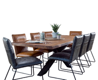 Table de salle à manger pour la maison et le restaurant Design industriel urbain araignée en bois massif recouvert de poudre noire style agressif